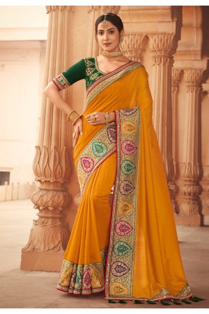 Yellow silk festival wear saree 1906