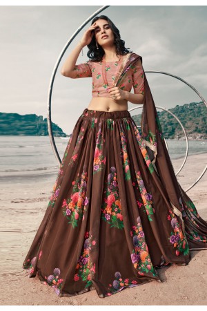 Brown organza lehenga choli 5308