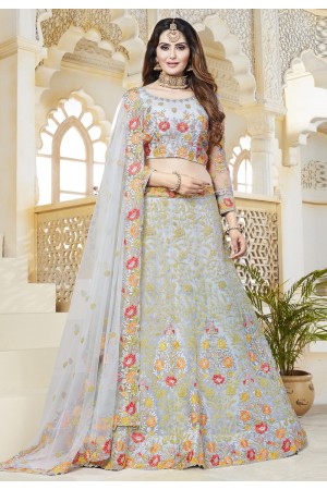 Grey net embroidered lehenga choli 483