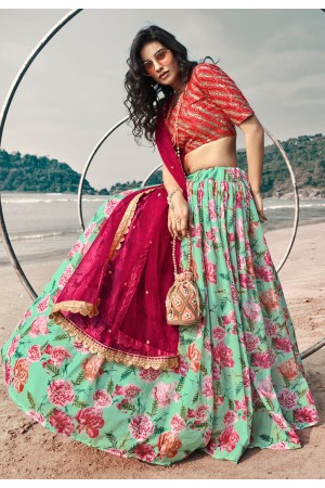 Light green organza lehenga choli 5302