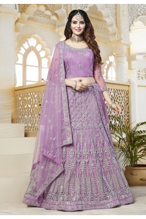 Light purple net embroidered lehenga choli 493