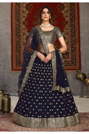 Navy blue net sequins work lehenga choli 121