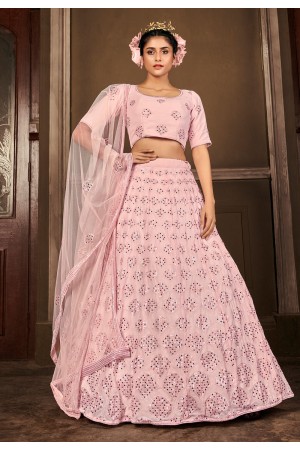 Pink georgette sequins work lehenga choli 1714