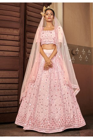 Pink georgette sequins work lehenga choli 1716