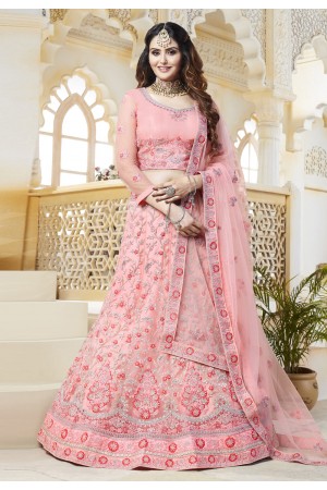 Pink net embroidered lehenga choli 418