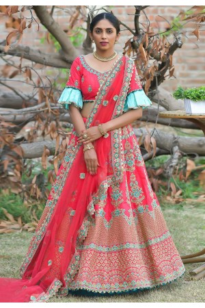 Pink pashmina embroidered lehenga choli 1121