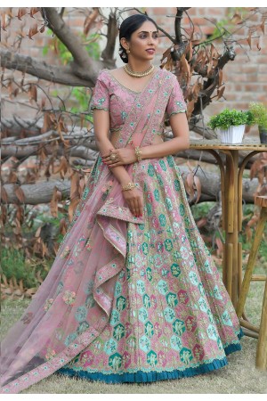 Pink pashmina embroidered lehenga choli 1125
