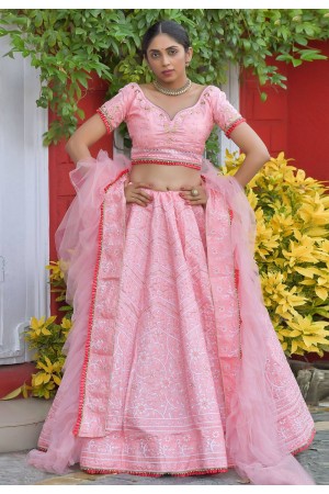 Pink silk party wear lehenga choli 1145