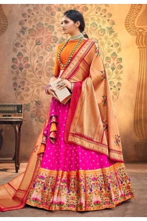 Pink upada silk circular lehenga choli 20202A