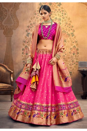 Pink upada silk circular lehenga choli 20205P