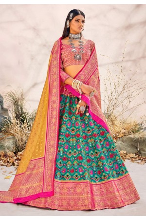 Sea green upada silk patola print lehenga choli 20206D