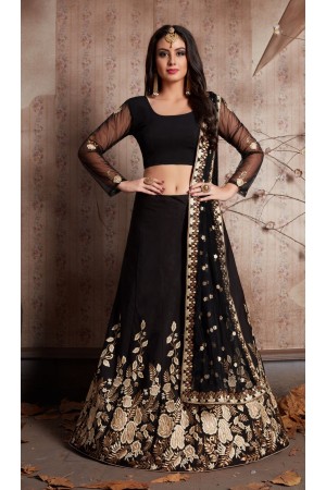 Indian Dress Black Color Bridal Lehenga 534