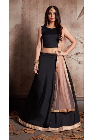 Indian Dress Black Gold Color Bridal Lehenga 520