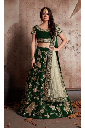 Indian Dress Green Color Bridal Lehenga 341G