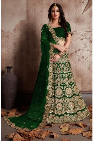 Indian Dress Green Color Bridal Lehenga 612