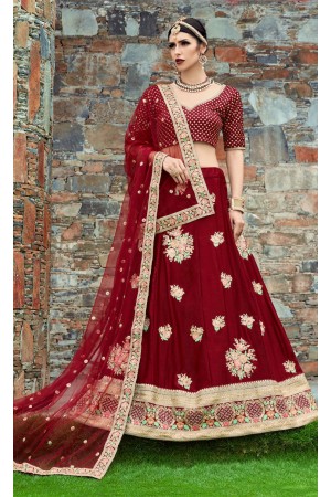 Indian Dress Maroon Color Bridal Lehenga 1005