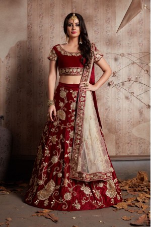 Indian Dress Maroon Color Bridal Lehenga 341M