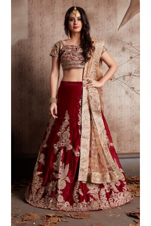 Indian Dress Maroon Color Bridal Lehenga 604
