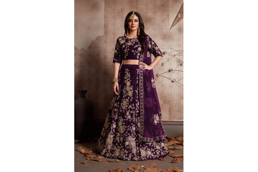 Indian Dress Purple Color Bridal Lehenga 359P