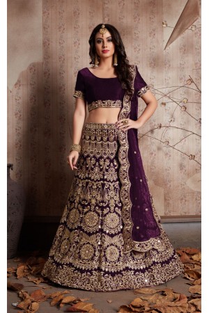 Indian Dress Purple Color Bridal Lehenga 611