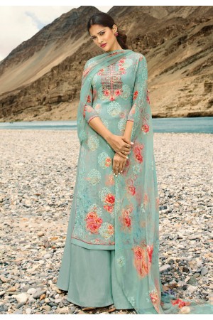 Aqua georgette palazzo suit 17006