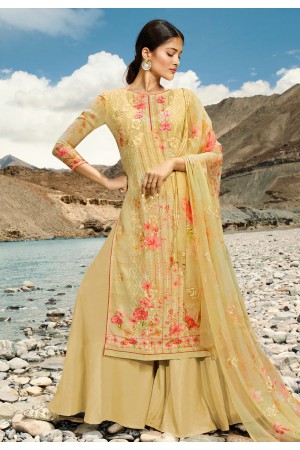 Beige georgette palazzo suit 17004