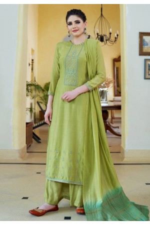 Light green cotton kameez with palazzo 609