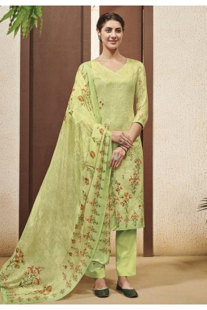 Light green cotton kameez with pant 9102