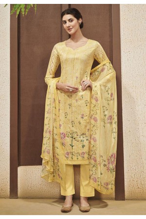 Light yellow cotton kameez with pant 9104