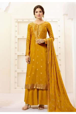 Mustard banarasi silk palazzo suit PRP5638