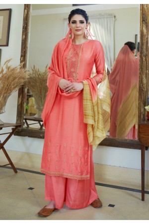 Peach cotton silk palazzo suit 1874