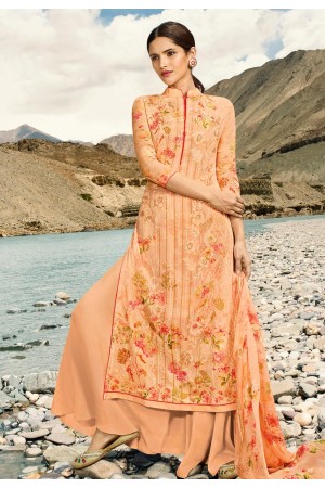 Peach georgette kameez with palazzo 17005