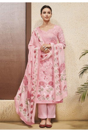 3 Piece Angrakha Style Printed Cotton Suit | Ethnic Oyster