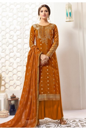 Rust banarasi silk kameez with palazzo PRP5639