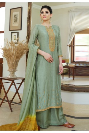 Sea green cotton palazzo suit 604