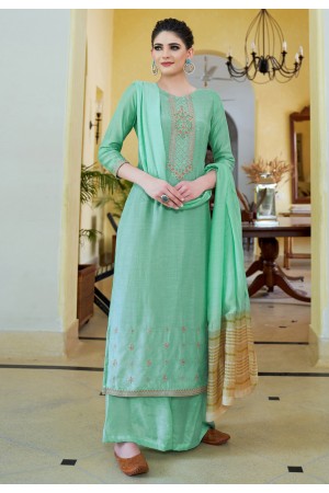 Sea green cotton palazzo suit 610