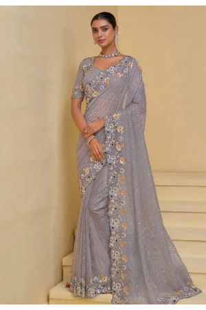 Lavender banarasi tuscany embroidered wedding saree with blouse 7506