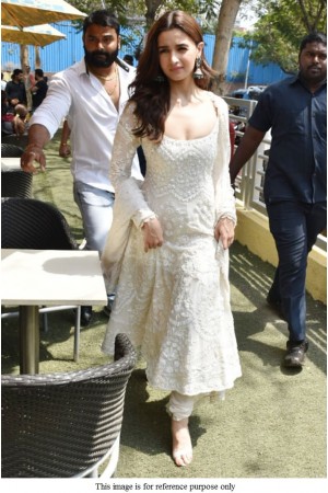 Bollywood Alia Bhat white Kalank promotion anarkali