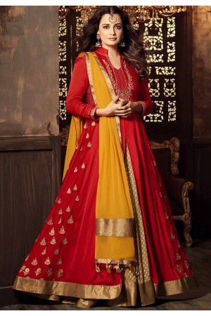 Dia Mirza Red color georgette lehenga kameez 45001