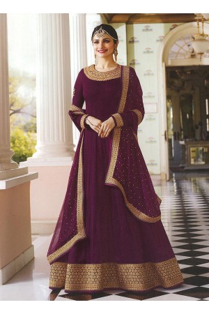 Prachi Desai Purple embroidered anarkali suit 7175