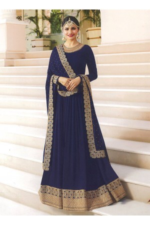 Prachi Desai blue embroidered anarkali suit 7171