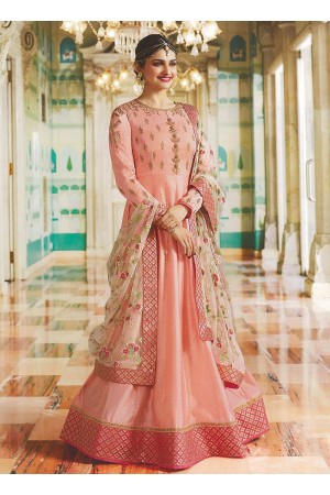 Prachi Desai pink silk embroidered anarkali suit 7172