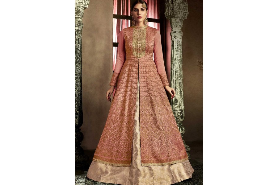 rust lehenga