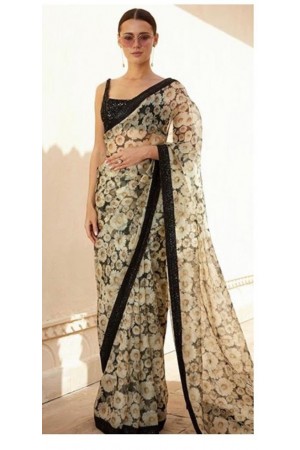 Bollywood Sabyasachi Inspired floral pure organza digital saree