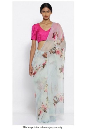 Bollywood model Grey pure organza digital print saree