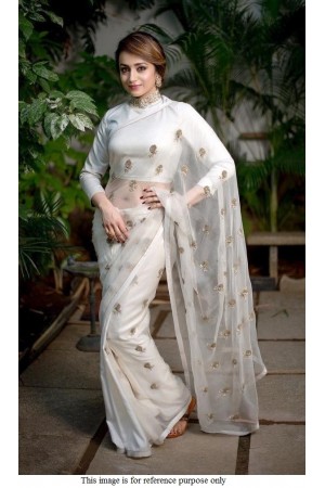 Kollywood Trisha Krishnan white organza saree