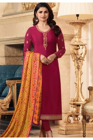 prachi desai rani pink crepe straight churidar bollywood suit 9967