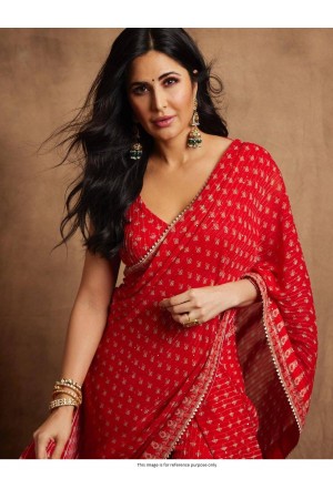 Bollywood Katrina Kaif inspired red georgette saree