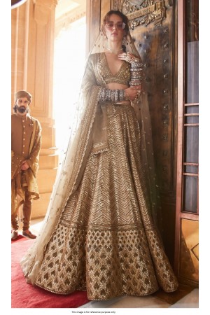 Bollywood Sabyasachi Inspired silk brown bridal lehenga choli