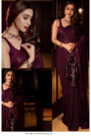 Bollywood Sabyasachi Inspired Wine color georgette sequin saree